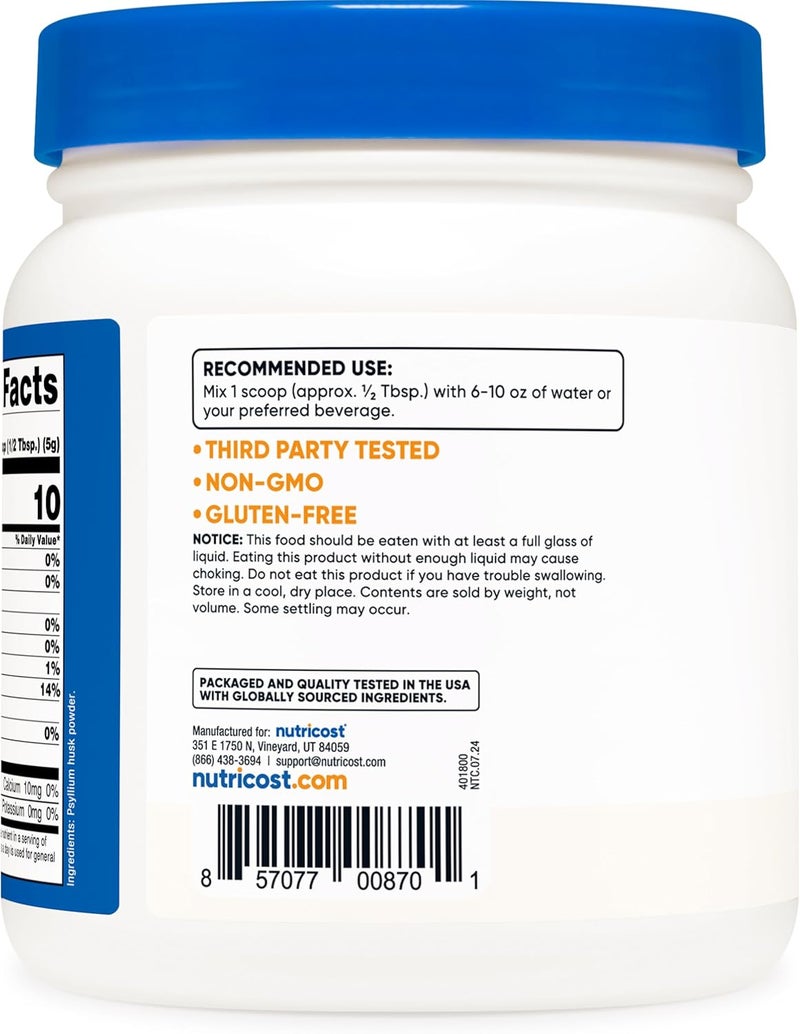 Nutricost Psyllium Whole Husk Powder Flakes 81oz  Gluten Free  NonGMO - Image 4