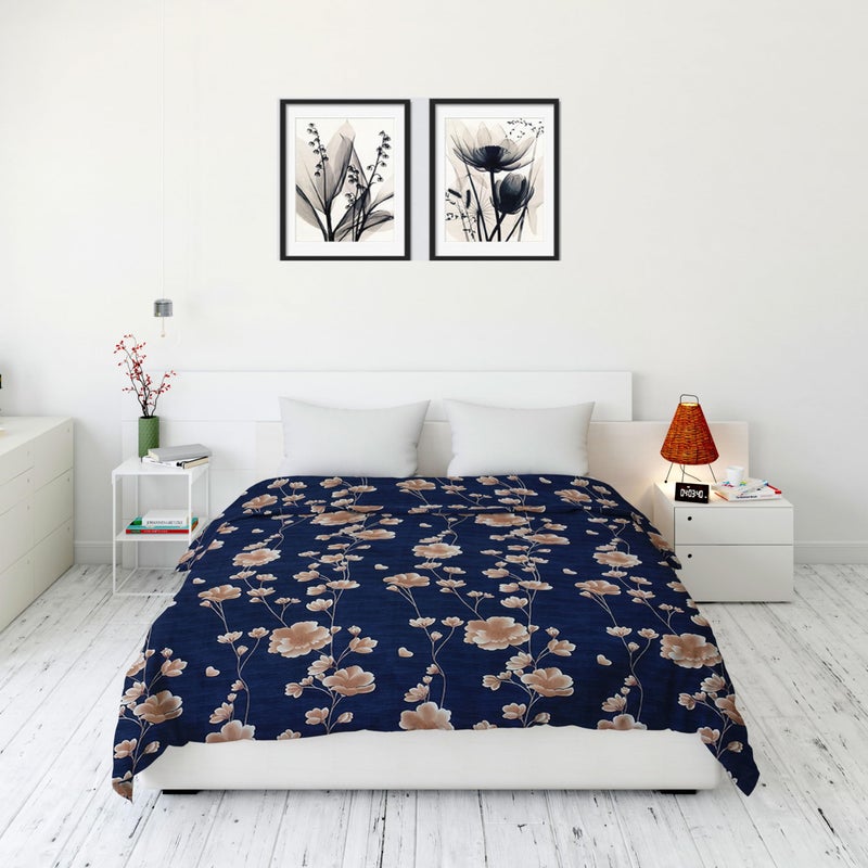 BELVOSTUM Duvet Cover Double Bed | Comforter Cover King Size | Quilt Cover Double Bed with Zipper | Razai Cover Double Bed | Cotton Duvet Cover | Printed Duvet Cover (Dark Blue) - Image 1