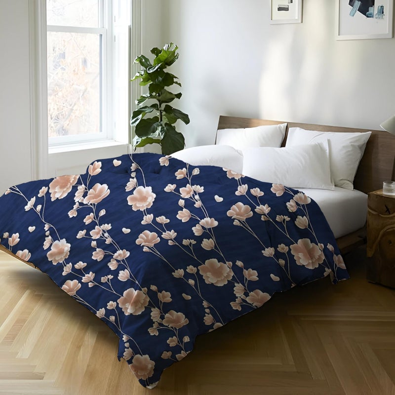 BELVOSTUM Duvet Cover Double Bed | Comforter Cover King Size | Quilt Cover Double Bed with Zipper | Razai Cover Double Bed | Cotton Duvet Cover | Printed Duvet Cover (Dark Blue) - Image 2