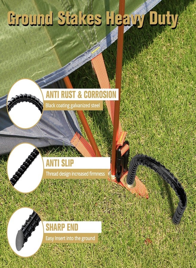 CELYND Trampoline Stakes High Wind - Heavy Duty 12 Inch U Shaped Ground Anchors - Galvanized Steel Rebar Stakes for Outdoor Camping Tent Fence Garden Decorations(4 Pack Black) - Image 4