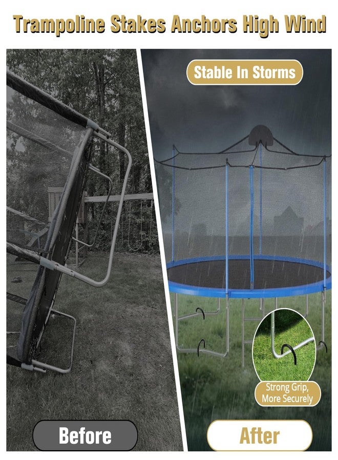 CELYND Trampoline Stakes High Wind - Heavy Duty 12 Inch U Shaped Ground Anchors - Galvanized Steel Rebar Stakes for Outdoor Camping Tent Fence Garden Decorations(4 Pack Black) - Image 3