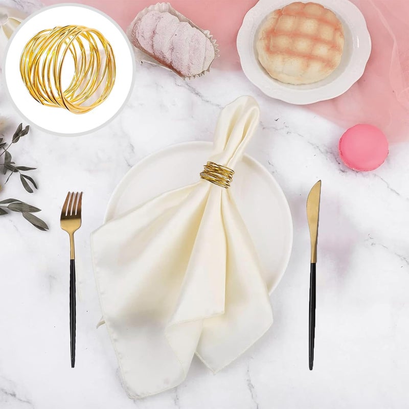 FORESRUM Gold Napkin Rings - 6 PCS Metal Napkin Rings(Twisted Wire) Napkin Holders Buckles for Family Dinner, Wedding, Party,Table Decorations - Image 4