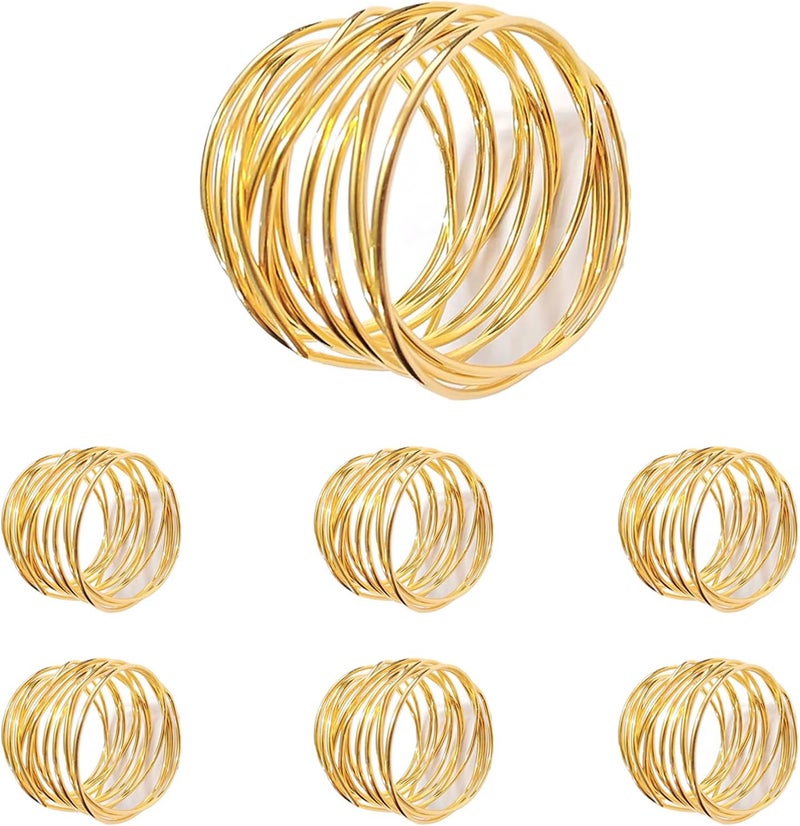 FORESRUM Gold Napkin Rings - 6 PCS Metal Napkin Rings(Twisted Wire) Napkin Holders Buckles for Family Dinner, Wedding, Party,Table Decorations - Image 1