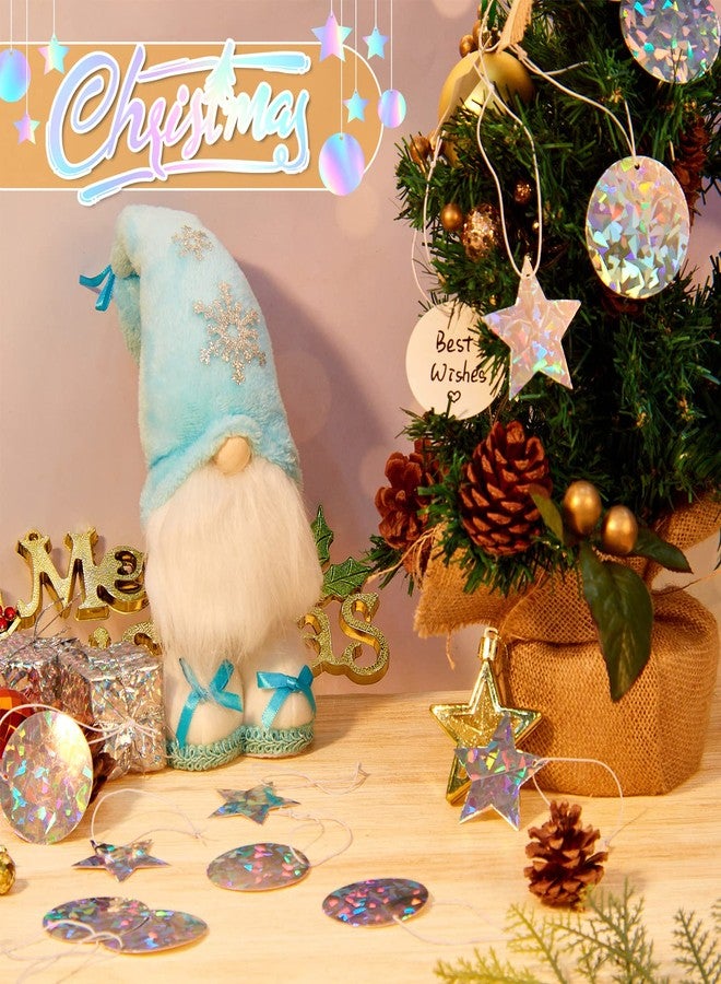Festiko® 24 Pcs Star & Round Christmas Sign Gift Tags with Twine (Diamond Holographic), Xmas Tags for Gift Wrapping, Christmas Labels with String - Image 4