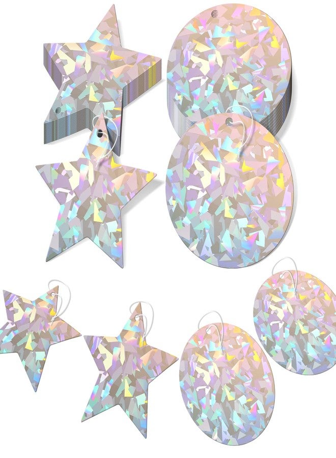 Festiko® 24 Pcs Star & Round Christmas Sign Gift Tags with Twine (Diamond Holographic), Xmas Tags for Gift Wrapping, Christmas Labels with String - Image 1