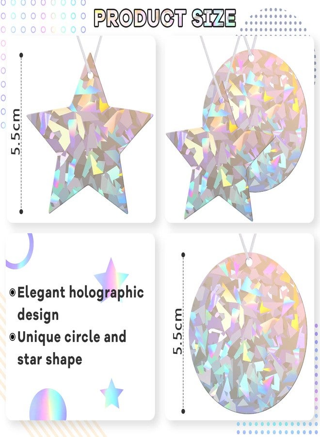 Festiko® 24 Pcs Star & Round Christmas Sign Gift Tags with Twine (Diamond Holographic), Xmas Tags for Gift Wrapping, Christmas Labels with String - Image 2