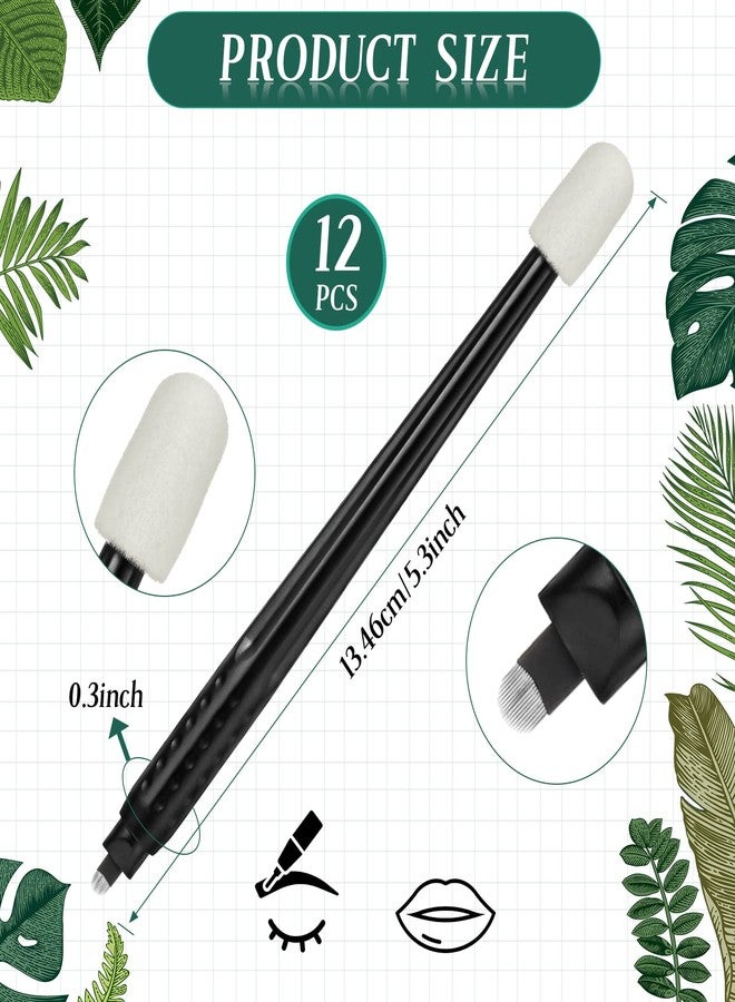 Chengu 12 Pcs Microblading Manual Pen U18 0.18mm Disposable Microblading Pen with Pigment Sponge Eyebrow Microblading Hand Tools for Makeup, Black - Image 5