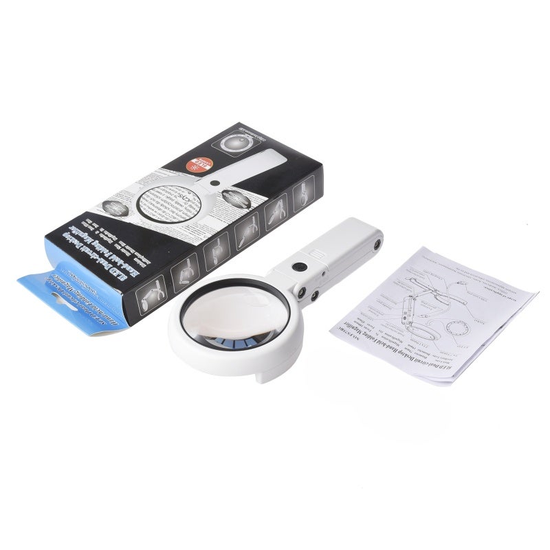 Handheld Magnifier 75mm White Acrylic Lens 5X 10X Magnification - Scratch-Resistant Distortion-Free Clarity with LED Light Illuminated Magnifying Glass for Professionals and Hobbyists - Image 2