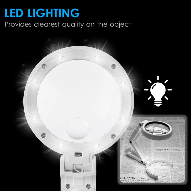 Handheld Magnifier 75mm White Acrylic Lens 5X 10X Magnification - Scratch-Resistant Distortion-Free Clarity with LED Light Illuminated Magnifying Glass for Professionals and Hobbyists - Image 4