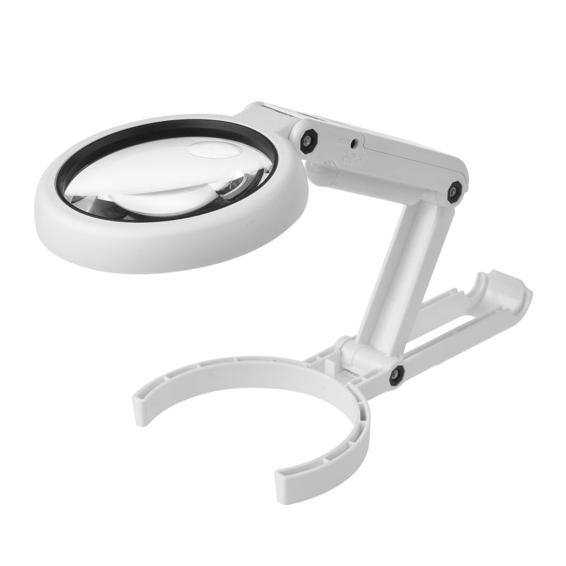 Handheld Magnifier 75mm White Acrylic Lens 5X 10X Magnification - Scratch-Resistant Distortion-Free Clarity with LED Light Illuminated Magnifying Glass for Professionals and Hobbyists - Image 1