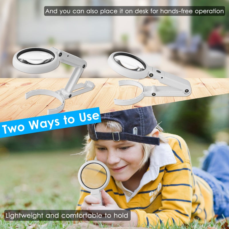 Handheld Magnifier 75mm White Acrylic Lens 5X 10X Magnification - Scratch-Resistant Distortion-Free Clarity with LED Light Illuminated Magnifying Glass for Professionals and Hobbyists - Image 3