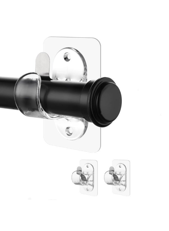 RAHAYM 2 PCS Transparent Curtain Rod Bracket, No Drilling Adhesive Curtain Rod Holders for Max 18LB Load Capacity, Nail Free Curtain Rod Hooks for for Bathroom, Living Room, Kitchen - Image 1