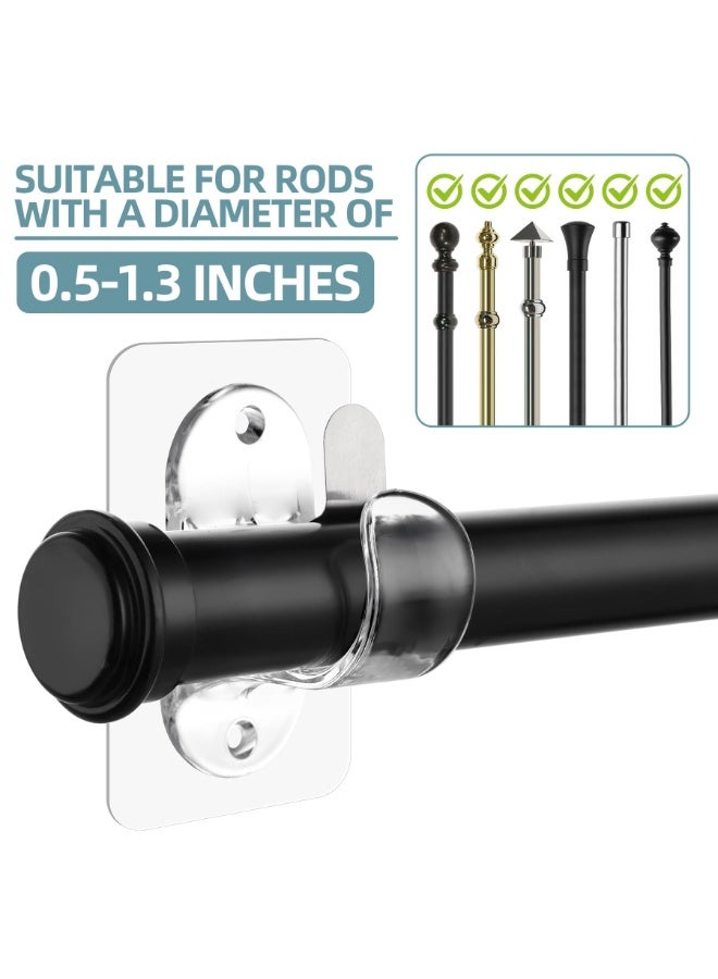 RAHAYM 2 PCS Transparent Curtain Rod Bracket, No Drilling Adhesive Curtain Rod Holders for Max 18LB Load Capacity, Nail Free Curtain Rod Hooks for for Bathroom, Living Room, Kitchen - Image 3