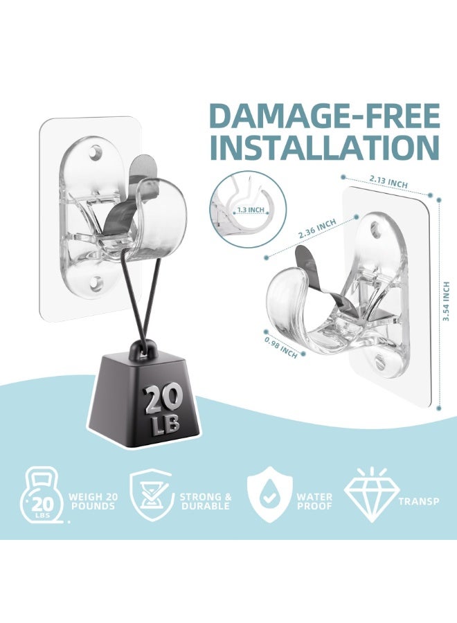 RAHAYM 2 PCS Transparent Curtain Rod Bracket, No Drilling Adhesive Curtain Rod Holders for Max 18LB Load Capacity, Nail Free Curtain Rod Hooks for for Bathroom, Living Room, Kitchen - Image 2