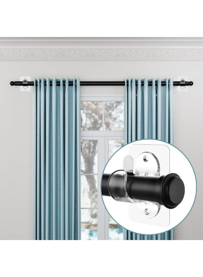 RAHAYM 2 PCS Transparent Curtain Rod Bracket, No Drilling Adhesive Curtain Rod Holders for Max 18LB Load Capacity, Nail Free Curtain Rod Hooks for for Bathroom, Living Room, Kitchen - Image 5