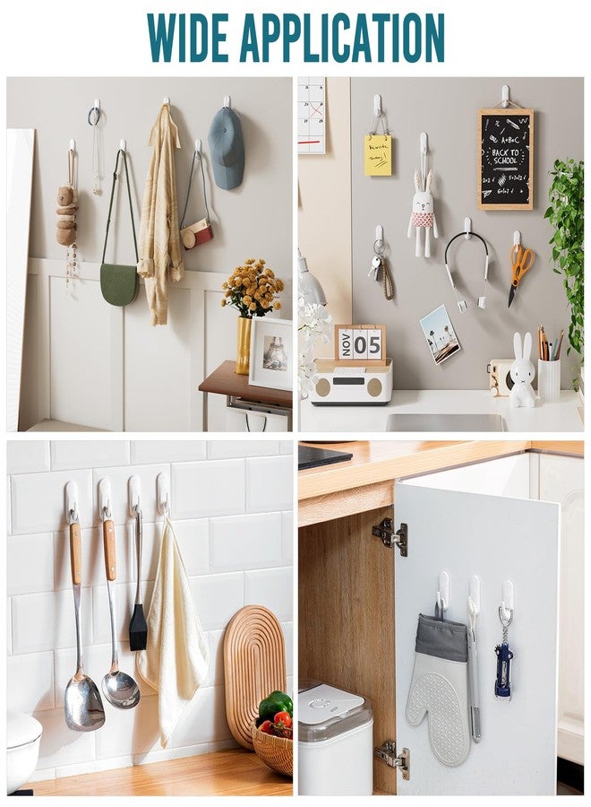 TAILI Damage-Free Hanging Hooks with Adhesive Strips,Heavy Duty Utility Hooks for Home Storages and Hanging Decorations, Holds up to 3 lb, 6 Pack and 2 Pcs Adhesive Strips Included-White - Image 5
