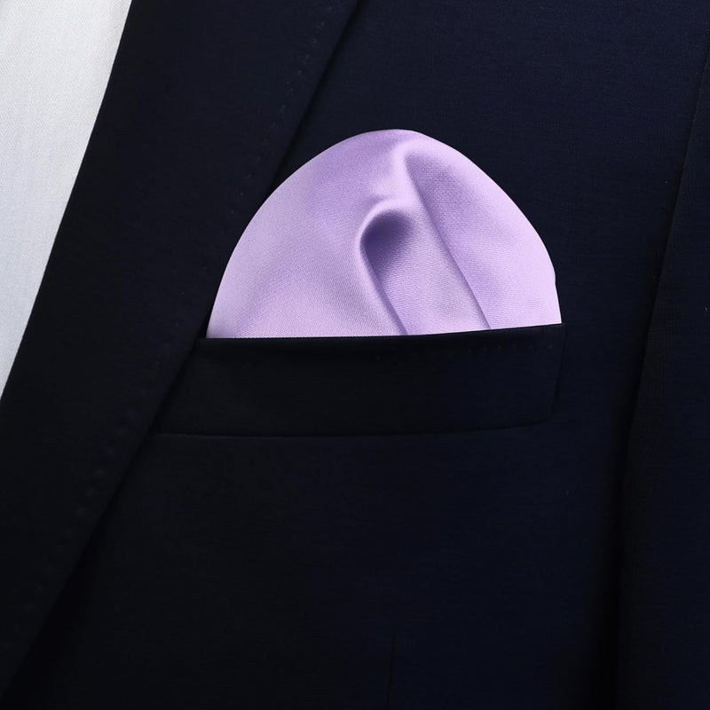 30x30cm Men's Solid-Color Pocket Square / Handkerchief for Weddings & Parties [Light Purple] - Image 4