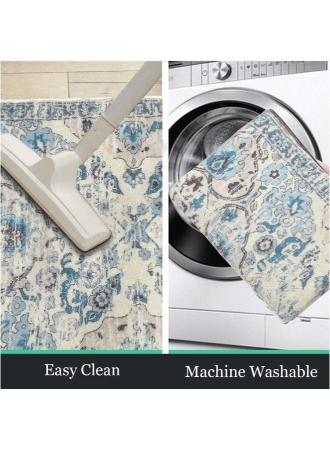 【Bohemian Vintage Rug】Non-Slip Hallway & Living Room Carpet | Anti-Wear Bedside Rug with Stain-Resistant Polyester | Easy Clean Home Decor Floor Mat - Image 3