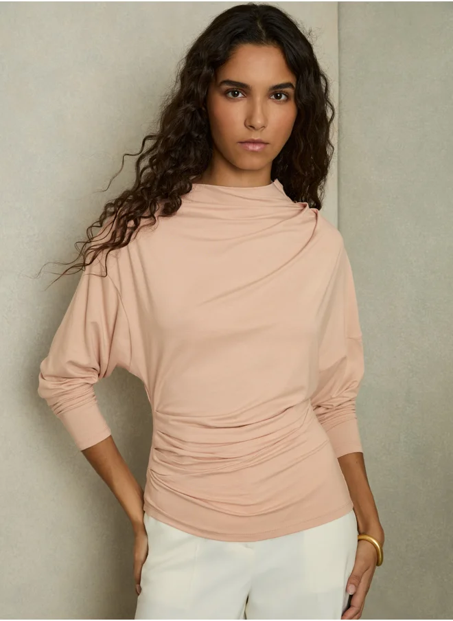 REISS Drape Long Sleeve Top
