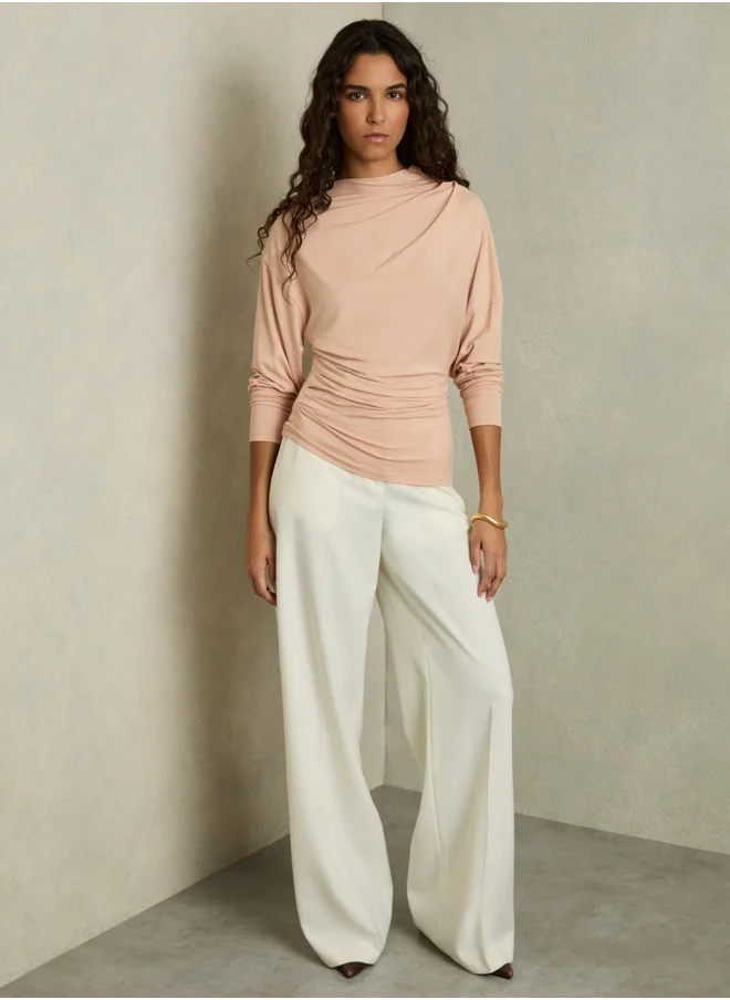 REISS Drape Long Sleeve Top