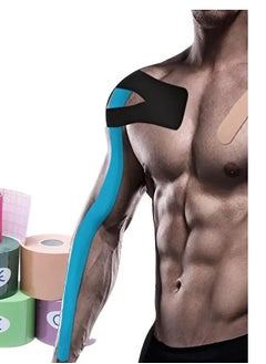 Kinesiology Tape Therapeutic and waterproof sports strip for athletes and non-athletes that helps relieve muscle, joint and bone pain throughout the day Pulley (5 cm × 5 meters) (blue)  - Image 3