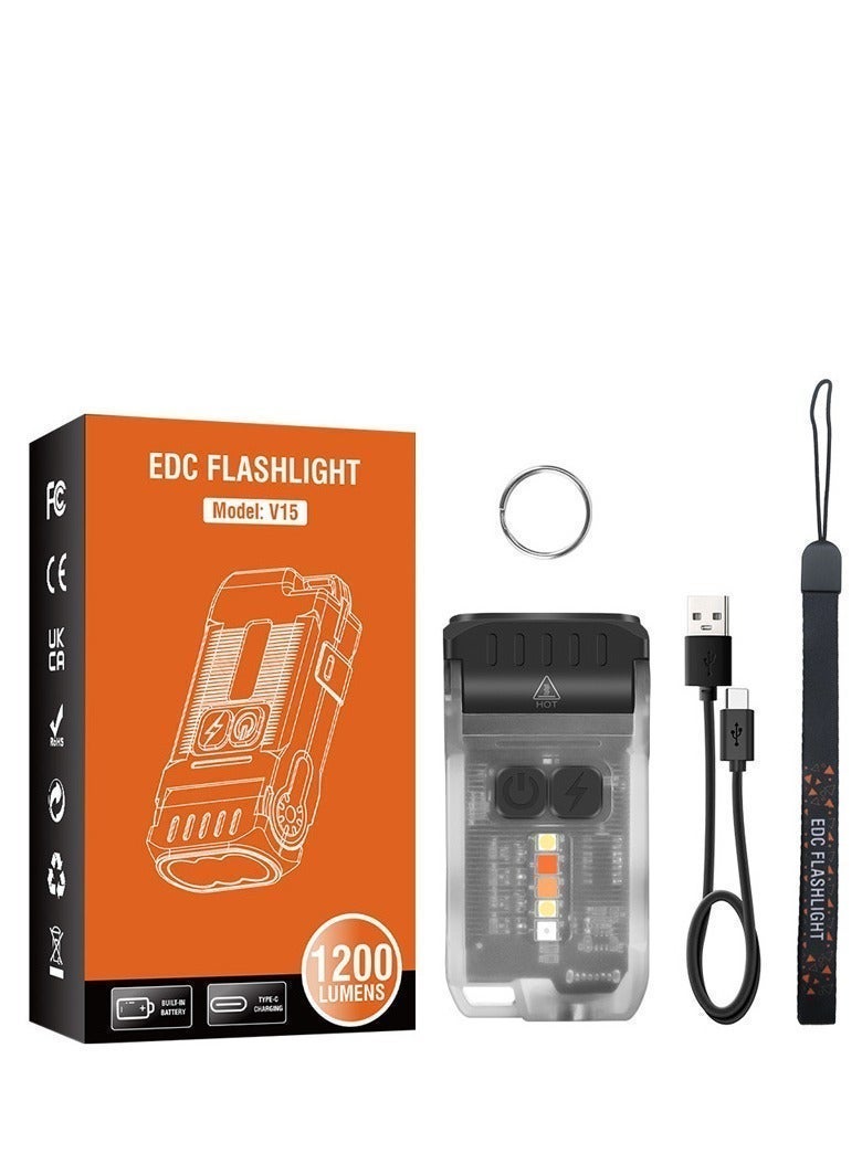 EDC V15 Mini EDC LED Flashlight - USB-C Rechargeable, Clip & Magnet Design, Bright Warm Work Light, Portable Pocket Camping Lantern (White Fluorescence) - Image 5