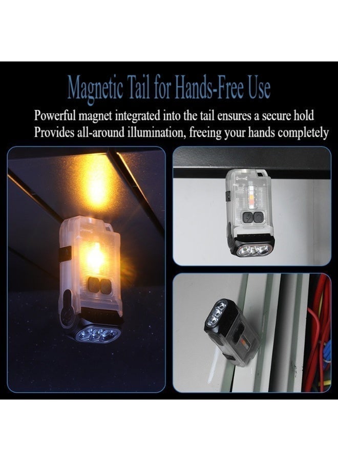 EDC V15 Mini EDC LED Flashlight - USB-C Rechargeable, Clip & Magnet Design, Bright Warm Work Light, Portable Pocket Camping Lantern (White Fluorescence) - Image 2