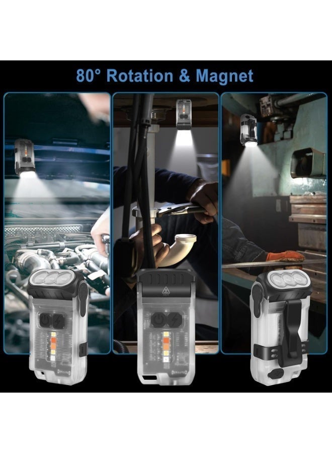 EDC V15 Mini EDC LED Flashlight - USB-C Rechargeable (White Fluorescence), Clip & Magnetic Bright Warm Work Light, Portable Pocket Camping Lantern for EDC & Outdoor Use - Image 4