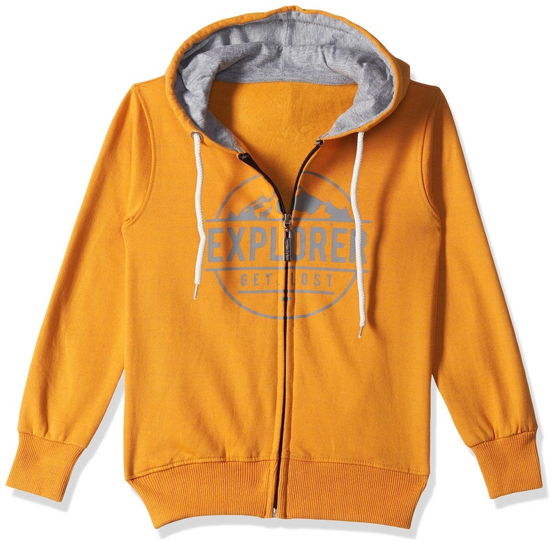 T2F Cotton Hooded Neck Regular Fit Sweatshirt (Boys-SS_35_Yellow_9-10 Years) - Image 1