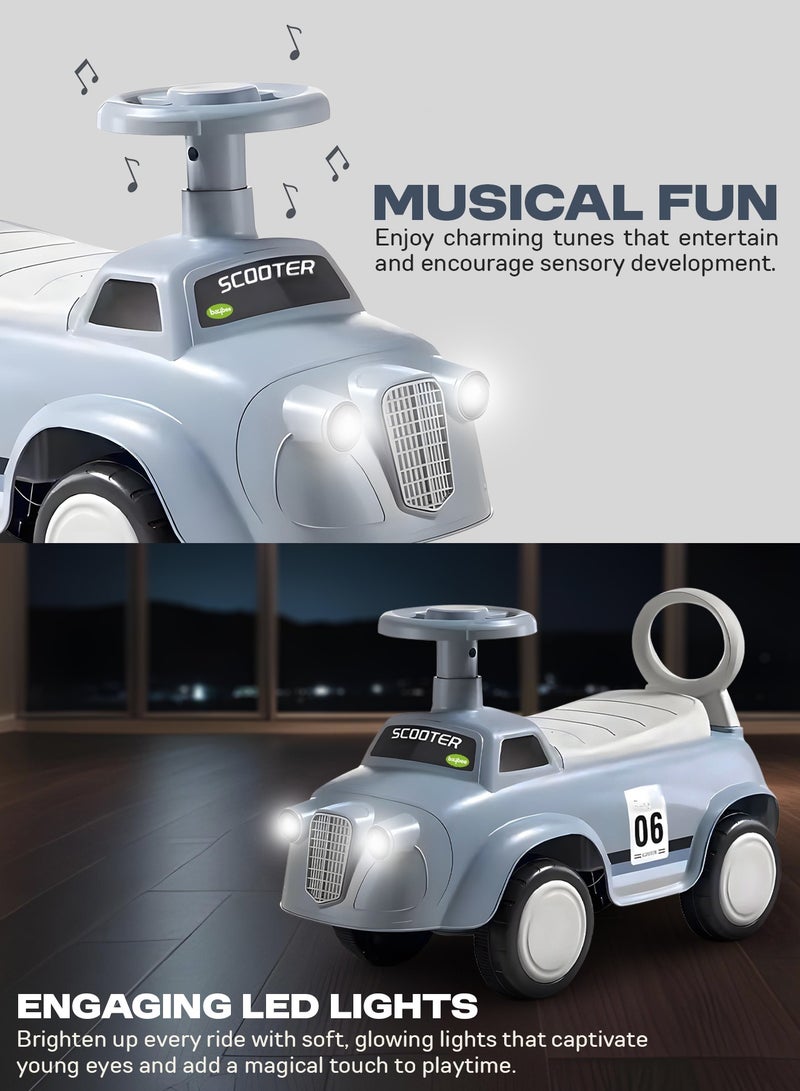 BAYBEE POCO Baby Ride on Car for Kids, Ride on Baby Car with Lights, Music, Backrest & Storage Space | Kids Push Car for Baby | Push Ride on Car for Kids Toddlers 1 to 3 Years Boys Girls Blue - Image 3