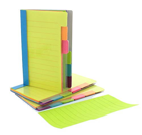 Redi-Tag Divider Sticky Notes, Tabbed Self-Stick Lined Notepads, 180 Ruled Notes, 4" x 6", 3 Books Per Pack, Assorted Colors (B10245) - Image 4