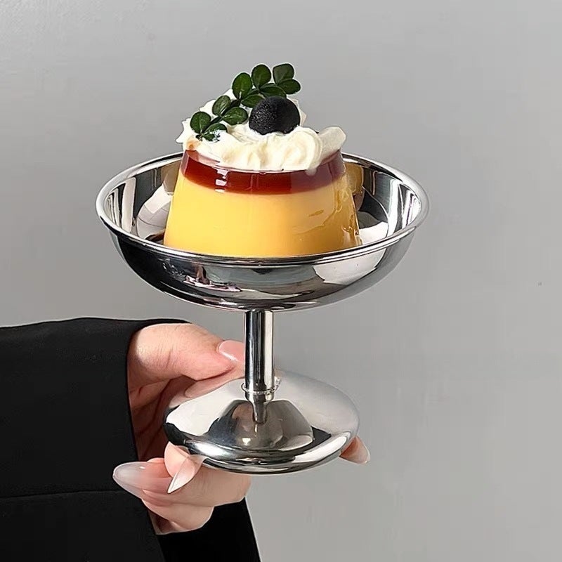 Ns Cafe Blogger Model Room Vintage 304 Stainless Steel Goblet Dessert Cup Ice Cream Pudding Milk Frozen Bowl I - Image 1