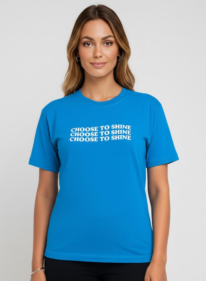 PAUSE Women Blue Slogan Print T-Shirt - Image 3
