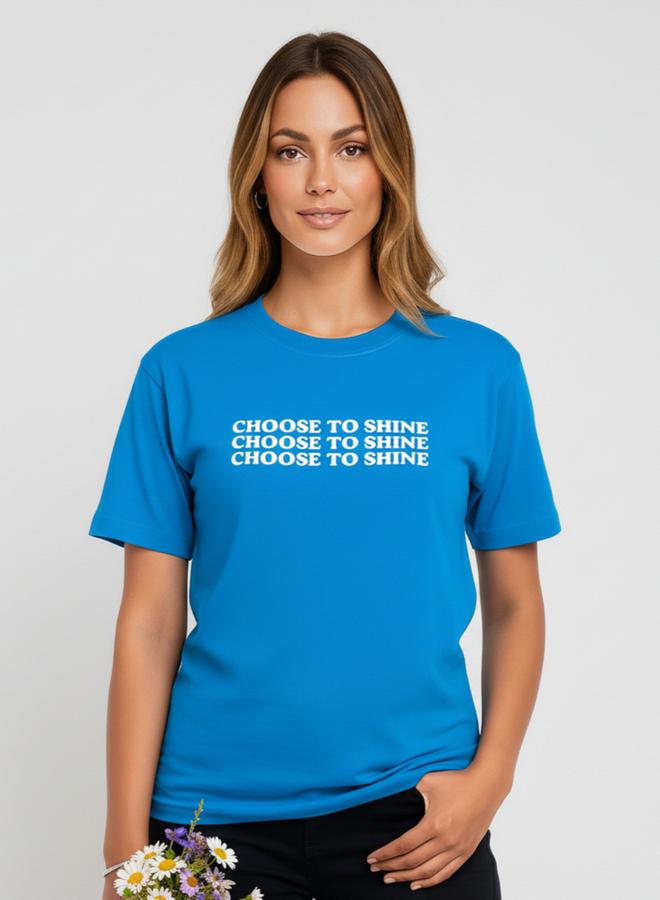 PAUSE Women Blue Slogan Print T-Shirt - Image 1