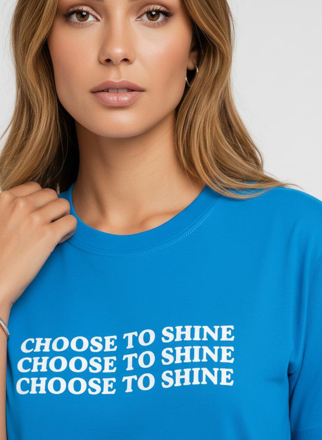 PAUSE Women Blue Slogan Print T-Shirt - Image 5