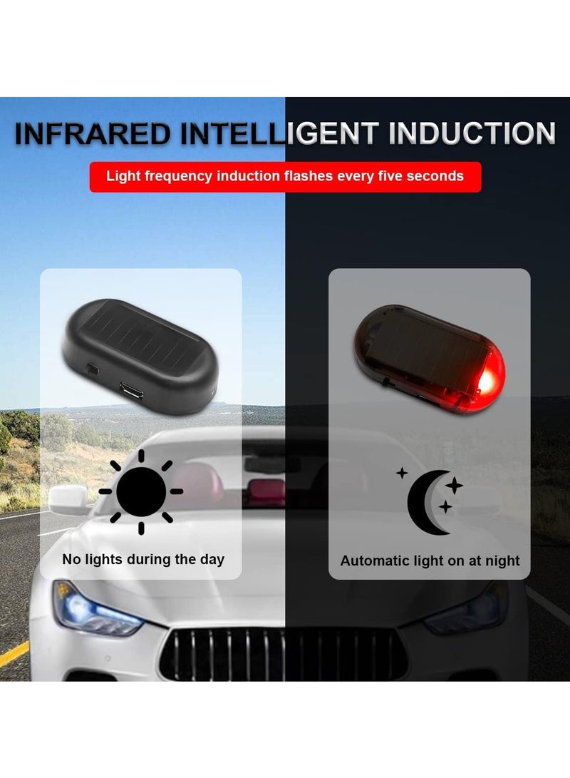 2PCS Car Solar Power Simulated Dummy Alarm, Anti-Theft LED Flashing Security Light Fake Lamp, Auto Warning Interior Safety Lights with USB Charger Port, Car Accessories for Most Cars (Red/2PCS) - Image 3