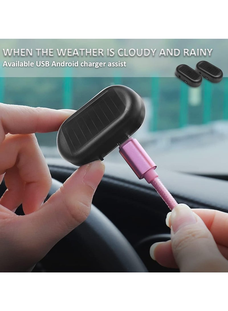 2PCS Car Solar Power Simulated Dummy Alarm, Anti-Theft LED Flashing Security Light Fake Lamp, Auto Warning Interior Safety Lights with USB Charger Port, Car Accessories for Most Cars (Red/2PCS) - Image 4