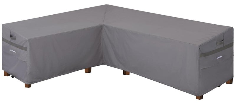 غطاء أريكة خارجية على شكل حرف L من باتيو أوزيس، رمادي، 85L × 106L × 34D × 3126H، مقاوم للماء، ثقيل الوزن، مجموعة أثاث حديقة، أغطية أرائك