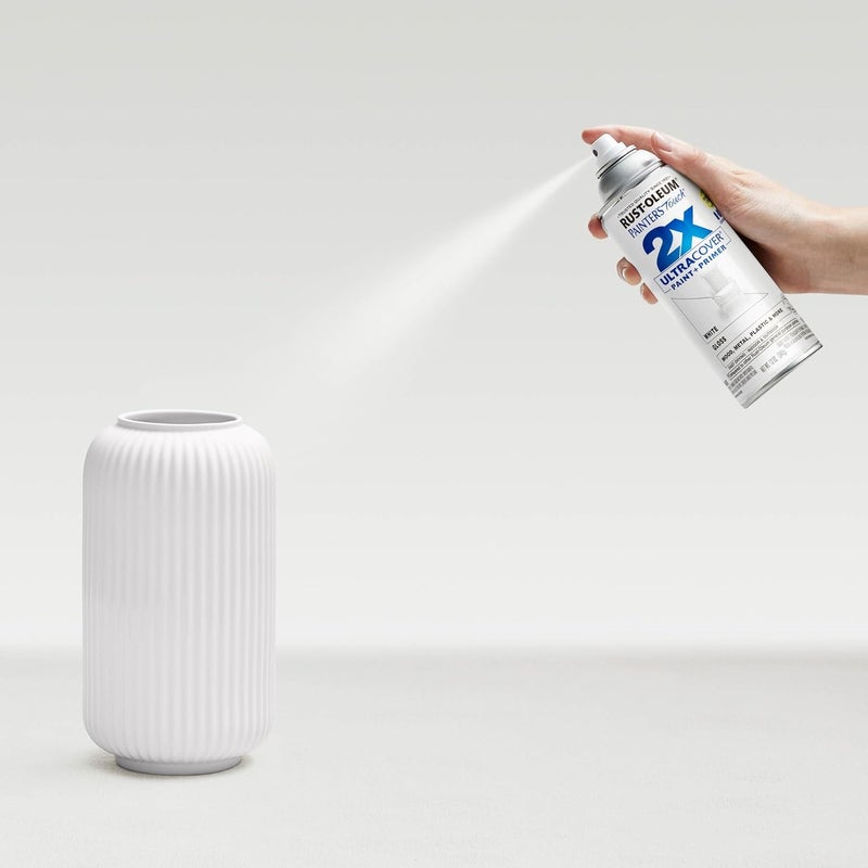 Rust-Oleum Painter’s Touch 2X Ultra Cover White Gloss Paint + Primer Spray, 12 oz / 340 g, Fast-Drying Indoor & Outdoor Paint for Wood, Metal, Plastic and More - Image 2