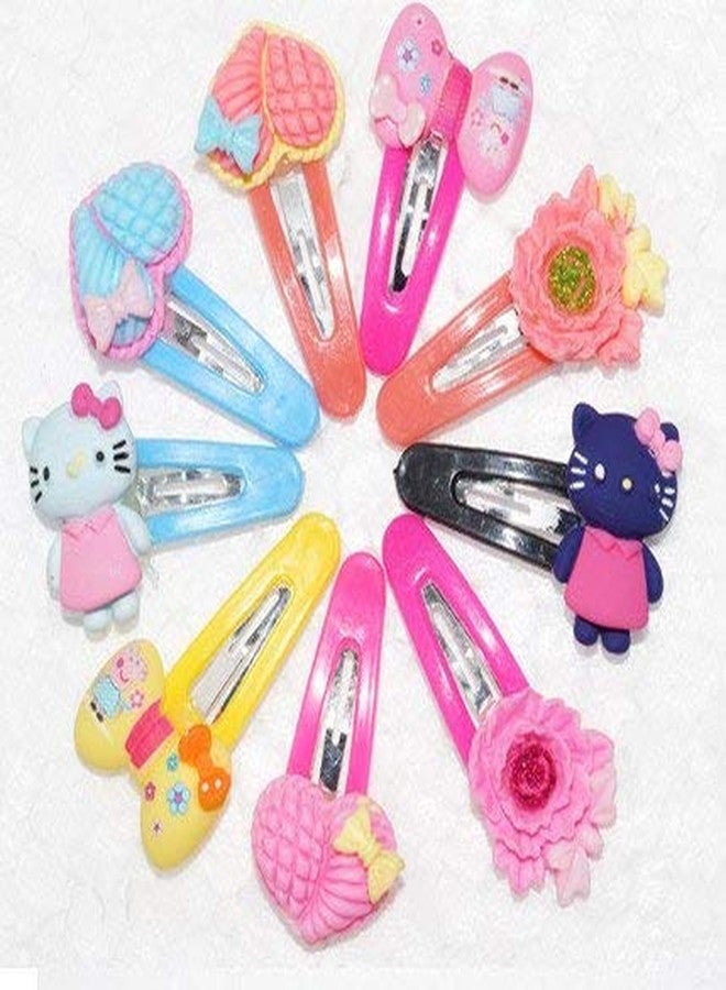 FOK 3 Pairs Multi Color Tik Tok Hairpins & 3 Pcs Of Bow Elastic Headbands For Babies (Random Design) - Image 2