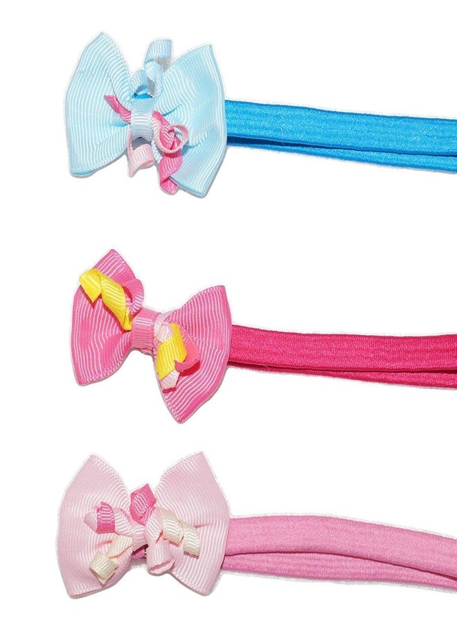 FOK 3 Pairs Multi Color Tik Tok Hairpins & 3 Pcs Of Bow Elastic Headbands For Babies (Random Design) - Image 5