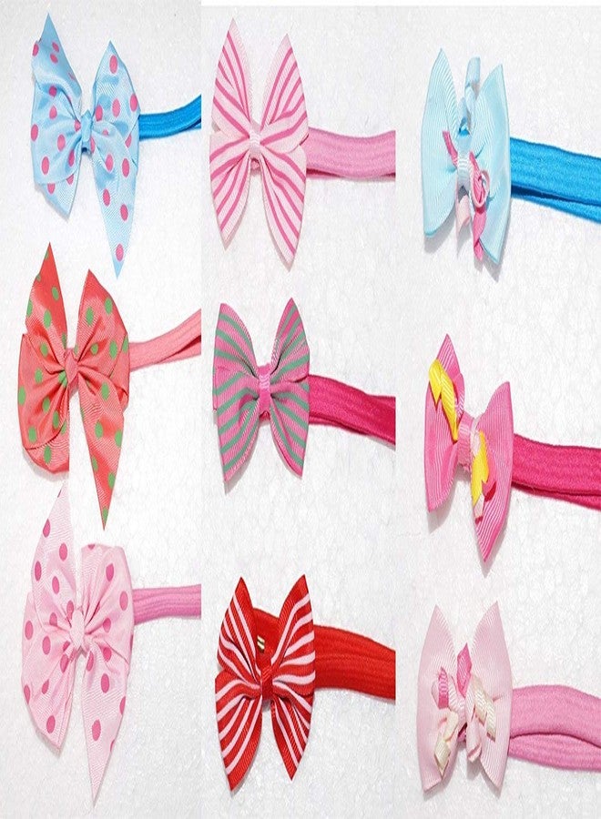 FOK 3 Pairs Multi Color Tik Tok Hairpins & 3 Pcs Of Bow Elastic Headbands For Babies (Random Design) - Image 3