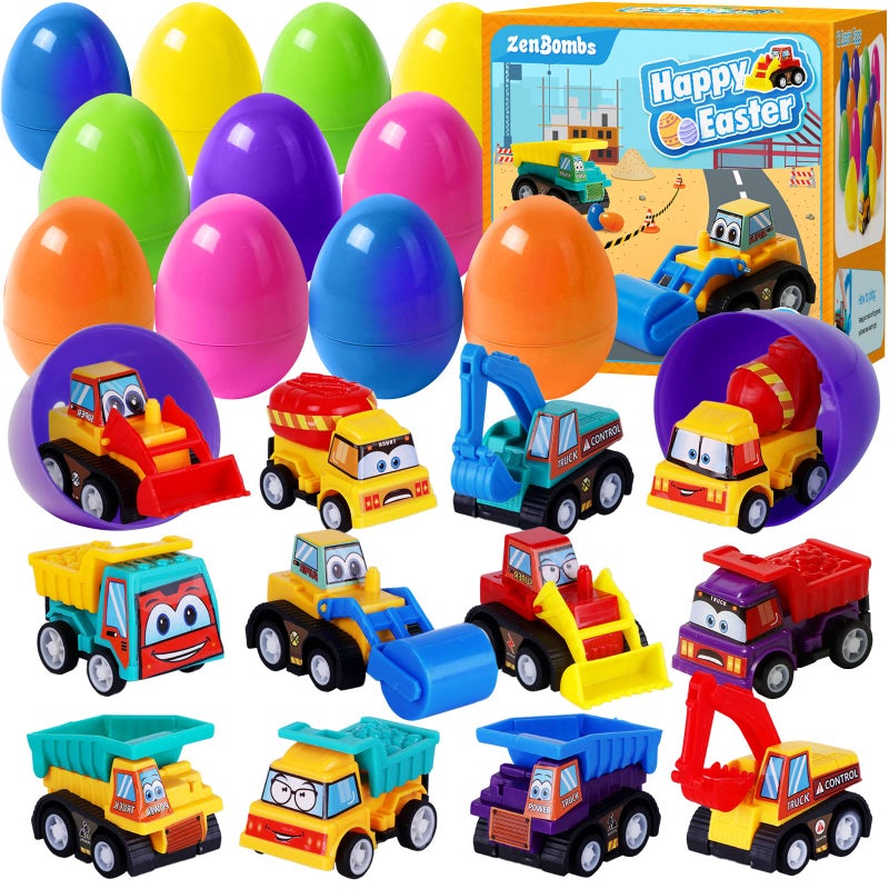 ZenBombs Easter Eggs Plastic Filled with PullBack Engineering Toys Gift for Easter Eggs Hunt Birthday Party for Kids Over 3 Years Old 12Pack - Image 3