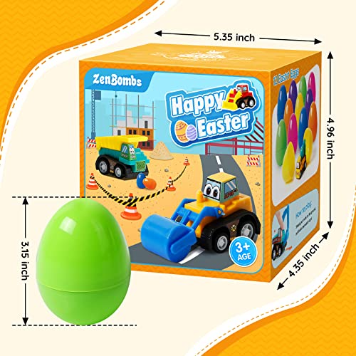 ZenBombs Easter Eggs Plastic Filled with PullBack Engineering Toys Gift for Easter Eggs Hunt Birthday Party for Kids Over 3 Years Old 12Pack - Image 5