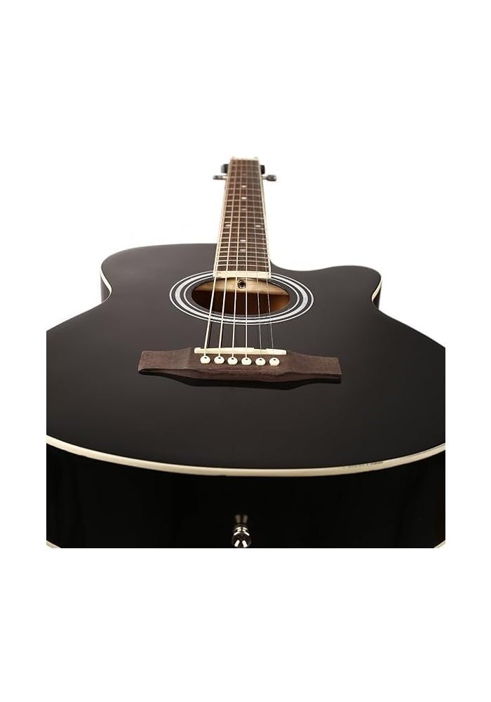 MegArya 41-Inch Acoustic Guitar Set with Gig Bag, Strap & Picks - Black - Image 2
