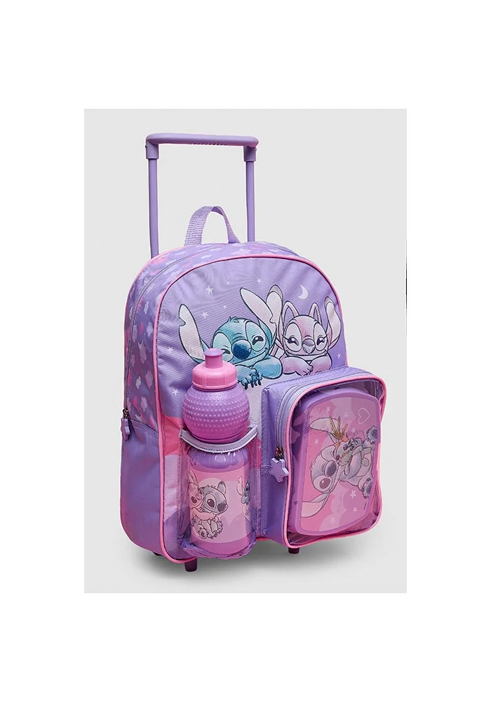 أر أند بي 3 Pack Angel & Stitch Print Trolley Backpack Set - 12"
