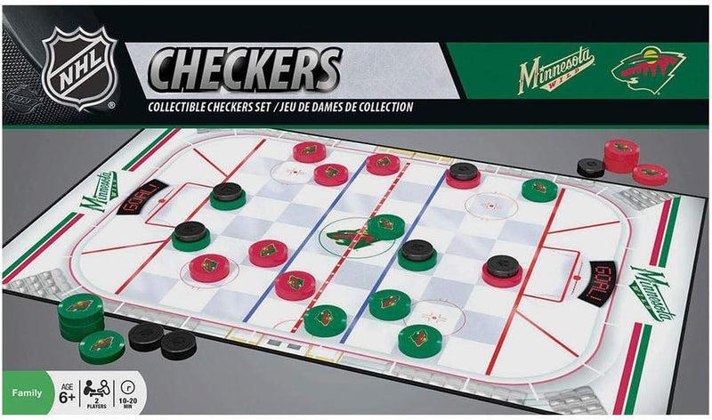 Family Game - NHL Minnesota Wild Checkers - Officially Licensed Board Game for Kids & Adults, 13" x 21"
