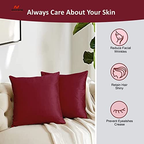 Avirons Mulberry Silk Cushion Cover - Pure Silk Pillow Cases for Hair and Skin, Anti-Aging, Hair Fall, Acne - Hypoallergenic Satin Silk Cover - Pack of 2 (16 * 16 Inch, Wine Color) - Image 5