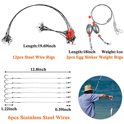 SILANON Saltwater Fishing Gear Kit, 161pcs Saltwater Surf Fishing Tackle Set Saltwater Lures Pyramid Sinkers Leaders Hooks Swivels Slip Bobbers Ocean Surf Fishing Gear Accessories - Image 2