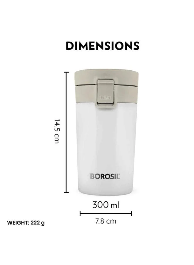 BOROSIL Vacuum Insulated Double Wall Coffeemate Mug White 300ml